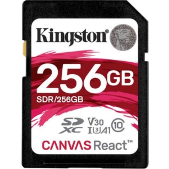 Kingston Canvas React 256GB SDXC UHS-I Up to 100MB/s Read Memory Card Black