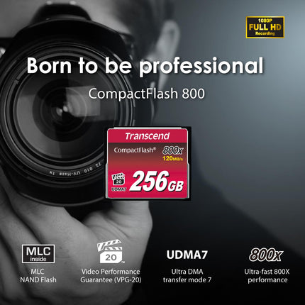 Transcend CompactFlash 800 256GB CompactFlash UDMA 7 Memory Card Black