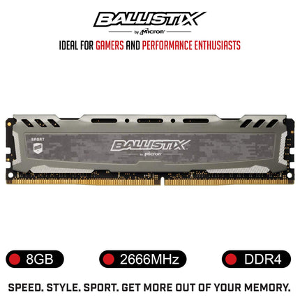 Crucial Ballistix Sport LT 8GB DDR4 3200MHz CL16 XMP Desktop DIMM Memory