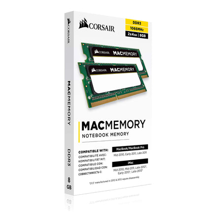 Corsair Mac Memory 8GB 2 x 4GB DDR3 1066MHz CL7 SO-DIMM Laptop RAM Module