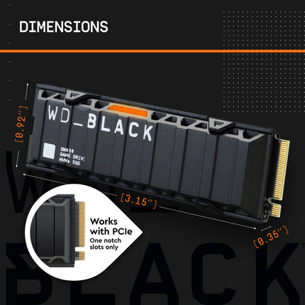 Western Digital WD_BLACK SN850 1TB NVMe SSD with Heatsink, PCIe 4.0 x4