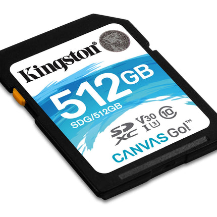 Kingston Canvas Go! 512GB SDXC UHS-I U3 V30 Up to 90MB/s Read Memory Card