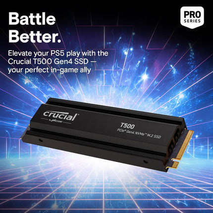 Crucial T500 2TB M.2 2280 NVMe SSD, PCIe 4.0 x4, Internal SSD with Heatsink