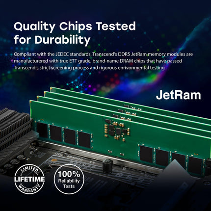 Transcend JetRam 48GB DDR5 5600MHz CL46 Single UDIMM Desktop Memory Module