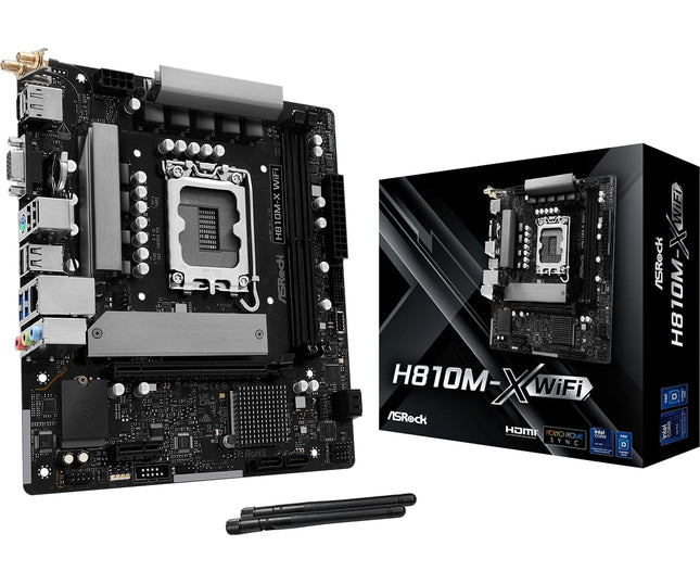 ASRock H810M-X WiFi Intel H810 LGA1851 DDR5 Micro-ATX 2.5GbE Motherboard
