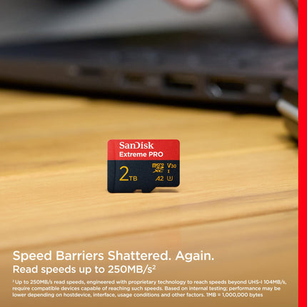 SanDisk Extreme PRO 2TB microSDXC UHS-I U3 V30 A2 150MB/s Write Memory Card