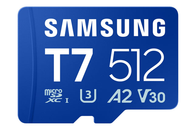 Samsung T7 512GB Blue microSDXC Memory Card UHS-I U3 V30 A2 up to 170MB/s