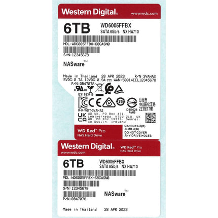 WD Red Pro 6TB 3.5-inch SATA NAS Hard Drive, 7200 RPM, 256MB Cache, CMR