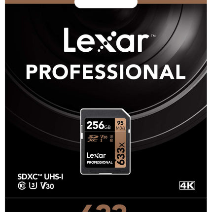Lexar Professional 633x 256GB SDXC UHS-I U3 V30 45MB/s Write Memory Card