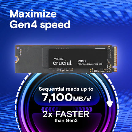 Crucial P310 2TB M.2 2280 NVMe SSD PCIe 4.0 x4, Up to 7100 MB/s Storage