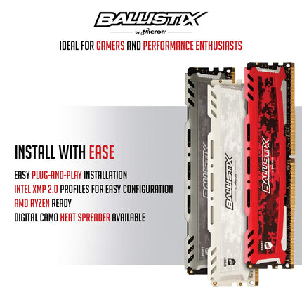 Crucial Ballistix Sport LT 8GB DDR4 3200MHz CL16 XMP Desktop DIMM Memory