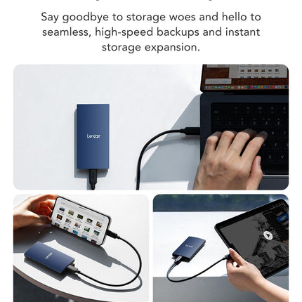 Lexar ES3 Portable SSD 1TB USB-C External Solid State Drive Up to 1050MB/s