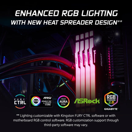 Kingston FURY Beast RGB 32GB 2 x 16GB DDR5 6000MHz CL36 UDIMM Desktop RAM