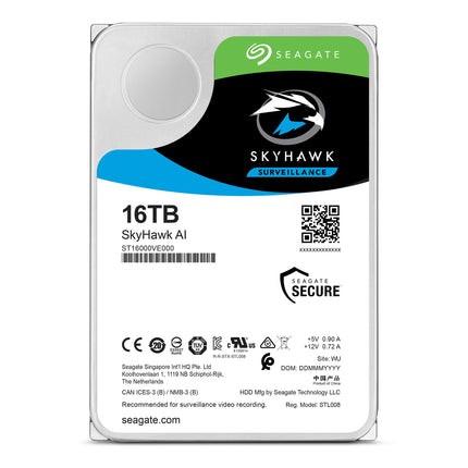 Seagate SkyHawk AI 16TB 3.5-inch SATA Surveillance HDD, 7200 RPM, 256MB