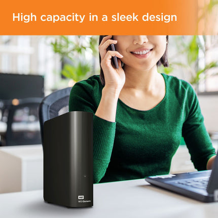 WD Elements 16TB Desktop External HDD USB 3.2 Gen 1 Plug-and-Play Storage