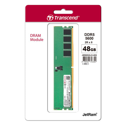 Transcend JetRam 48GB DDR5 5600MHz CL46 Single UDIMM Desktop Memory Module