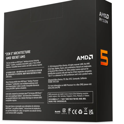 AMD Ryzen 5 9600X AM5 CPU - 6-Core Processor, up to 5.4GHz, Without Cooler