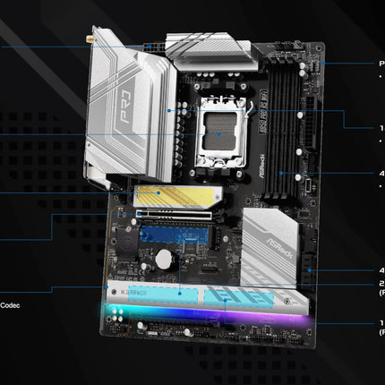 ASRock B850 Pro RS WiFi B850 AM5 ATX DDR5 PCIe 5.0 Desktop Motherboard