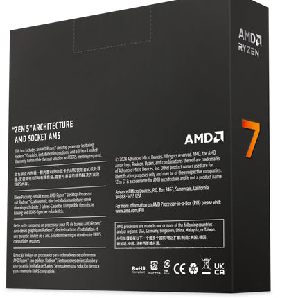 AMD Ryzen 7 9700X AM5 CPU - 8-Core Processor, up to 5.5GHz, Without Cooler