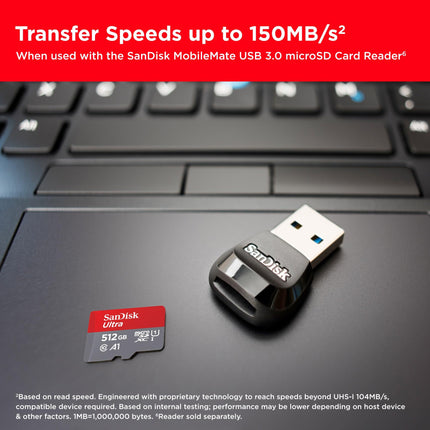 SanDisk Ultra 512GB microSDXC UHS-I U1 A1 Up to 150MB/s Read Memory Card