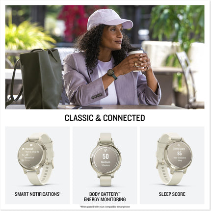 Garmin Lily 2 Active, 38mm GPS smartwatch, Cream Gold