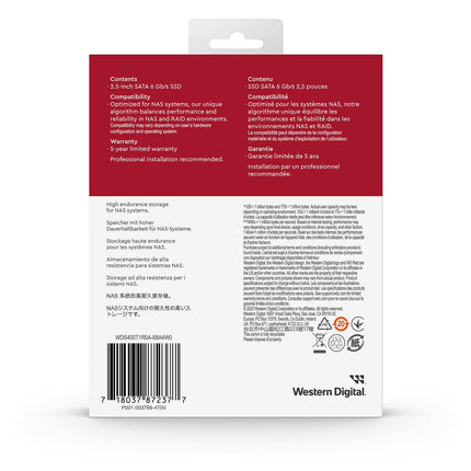 Western Digital WD Red SA500 4TB 2.5-inch SATA III SSD 560/520 MB/s NAS