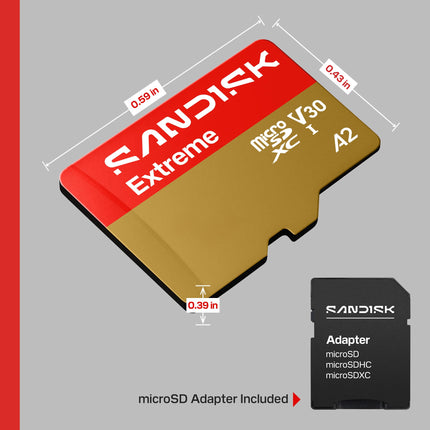 SanDisk Extreme 2TB microSDXC UHS-I U3 V30 A2 140MB/s Write Memory Card
