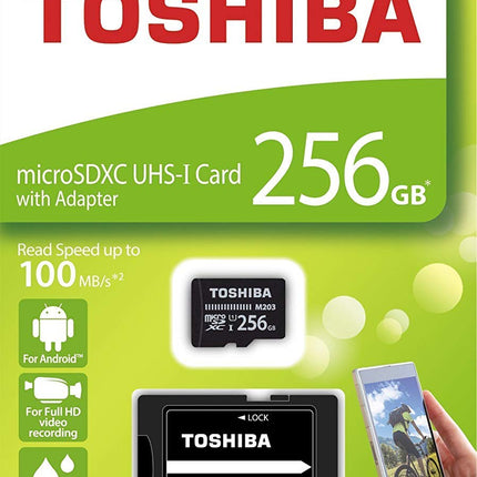 Toshiba 256GB microSDXC UHS-I U1 Up to 100MB/s Read Memory Card Black M203K2560EA