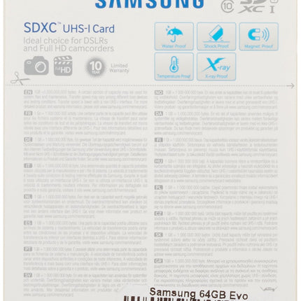 Samsung EVO 64GB SDXC UHS-I U1 Class 10 Up to 48MB/s Read SD Memory Card