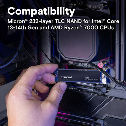 Crucial T705 1TB M.2 2280 NVMe SSD PCIe 5.0 x4, Up to 13600 MB/s Drive