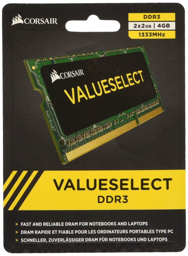 Corsair ValueSelect 4GB 2 x 2GB DDR3 1333MHz CL9 SO-DIMM Notebook Memory