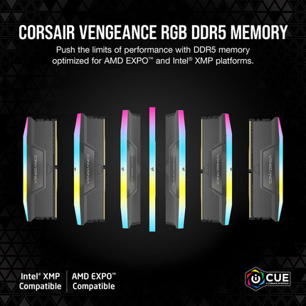 Corsair Vengeance RGB 64GB 2 x 32GB DDR5 6000MHz CL40 UDIMM Desktop RAM