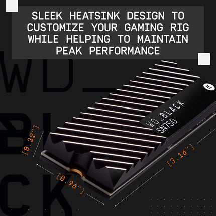 Western Digital WD_BLACK SN750 1TB NVMe SSD with Heatsink, PCIe 3.0 x4