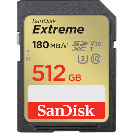 SanDisk Extreme 512GB SDXC UHS-I Class 10 U3 V30 130MB/s Write Memory Card