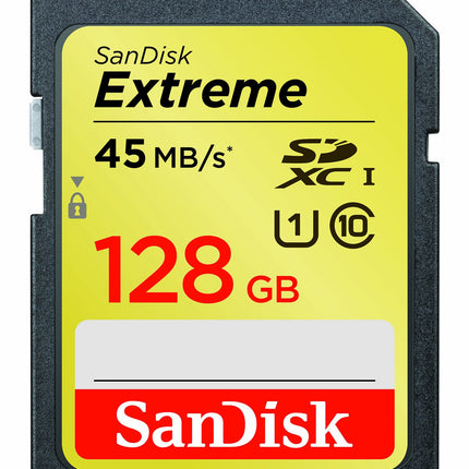SanDisk Extreme 128GB SDXC UHS-I Class 10 Up to 45MB/s Read Memory Card