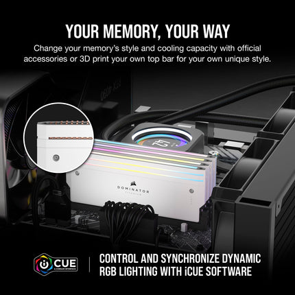 CORSAIR DOMINATOR TITANIUM RGB DDR5 RAM 64GB (4x16GB) DDR5 Up to 6000MHz CL36 Intel XMP iCUE Compatible Computer Memory - White (CMP64GX5M4B6000C36W)