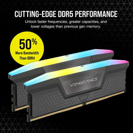 Corsair Vengeance RGB 64GB 2 x 32GB DDR5 6000MHz CL40 UDIMM Desktop RAM