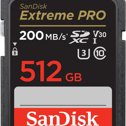 SanDisk Extreme PRO 512GB SDXC UHS-I U3 V30 Up to 200MB/s Read Memory Card