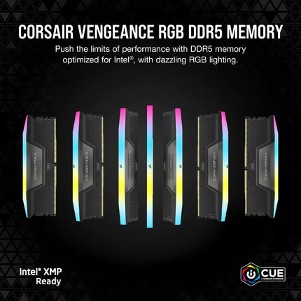 CORSAIR VENGEANCE RGB DDR5 RAM 32GB (2x16GB) Up to 6600MHz CL38 Intel XMP iCUE Compatible Computer Memory - Black (CMH32GX5M2B6600C38)