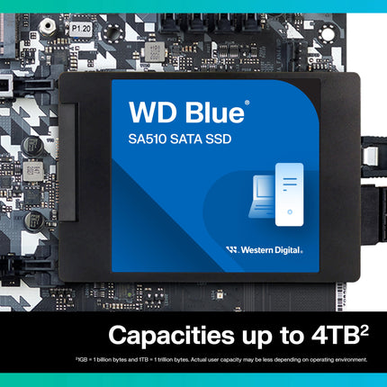 WD Blue SA510, SATA SSD, 4TB 2.5" Read speeds up to 560 MB/s 600TB TBW