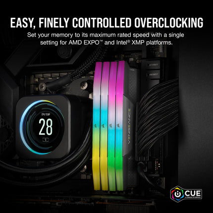 Corsair Vengeance RGB 64GB 2 x 32GB DDR5 6000MHz CL40 UDIMM Desktop RAM