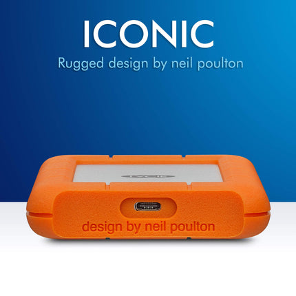 LaCie Rugged Secure 2TB Portable External HDD USB-C 130MB/s AES-256 Drive