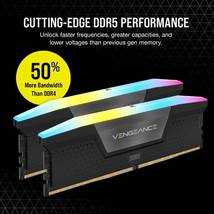 Corsair VENGEANCE RGB 48GB DDR5 6000MHz CL36 UDIMM Desktop Memory Module