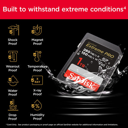 SanDisk Extreme PRO 256GB SDXC UHS-II U3 V60 Up to 280MB/s Read Memory Card