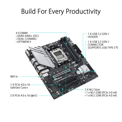 ASUS PRIME B650M-A WiFi II B650 AM5 Micro-ATX DDR5 Desktop Motherboard
