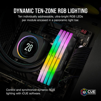 CORSAIR VENGEANCE RGB DDR5 RAM 32GB (2x16GB) Up to 6600MHz CL38 Intel XMP iCUE Compatible Computer Memory - Black (CMH32GX5M2B6600C38)