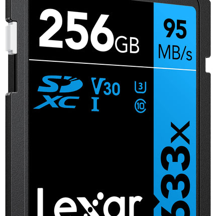 Lexar Professional 633x 256GB SDXC UHS-I U3 V30 45MB/s Write Memory Card