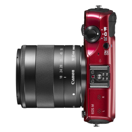 Canon EOS M 18MP APS-C Mirrorless Camera EF-M 18-55mm IS STM Kit Red 90EX