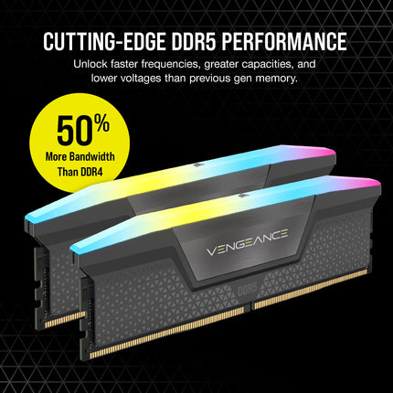 CORSAIR VENGEANCE RGB DDR5 64GB (2x32GB) DDR5 Up to 5200MHz CL40 AMD EXPO Intel XMP iCUE Compatible Computer Memory ????‚?¬???€?œ Grey (CMH64GX5M2B5200Z40K)