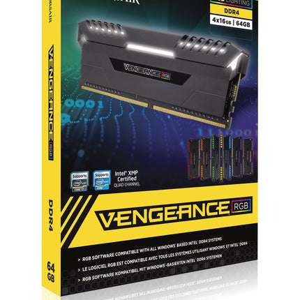 CORSAIR VENGEANCE RGB 64GB (4x16Gb) DDR4 3333MHz CL16 Desktop RAM Kit Black